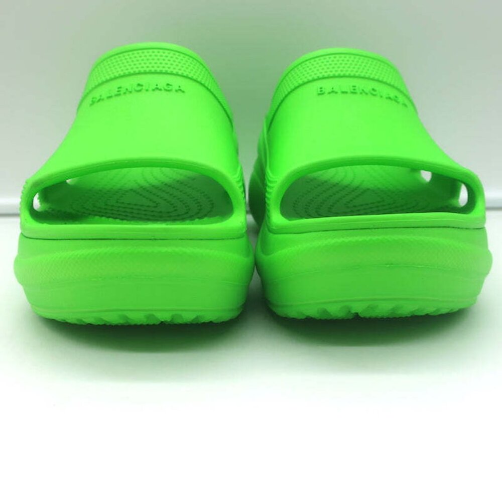 Balenciaga x Crocs Pool Slide Sandals Neon Green Rubber Size 36 NEW - Picture 4 of 11